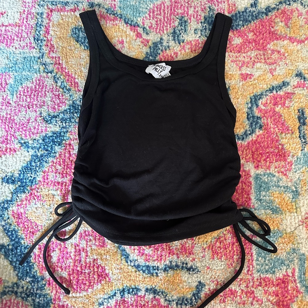 Princess Polly Black Tank Top with Side Ties
